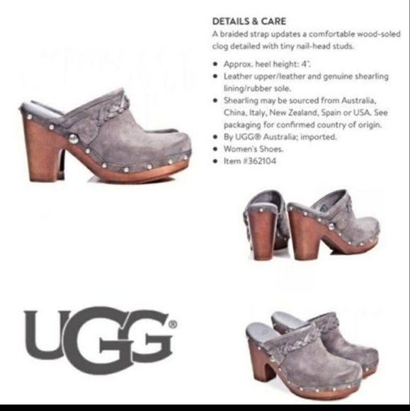 UGG Kaylee Grey Suede Clogs - Picture 11 of 13